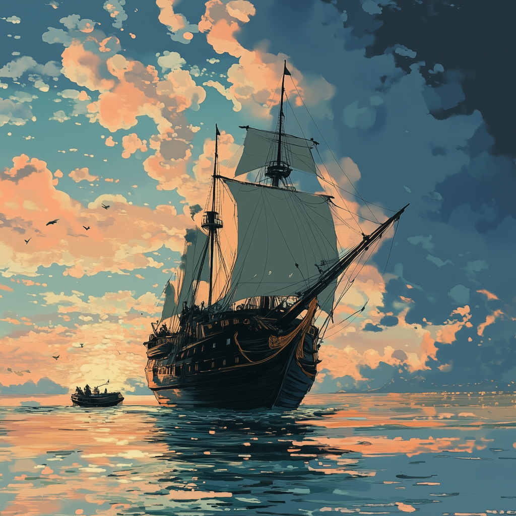 Small boat leaving large boat